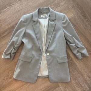 Calvin Klein Gray Women's Blazer with Ruched Sleeves Size 6